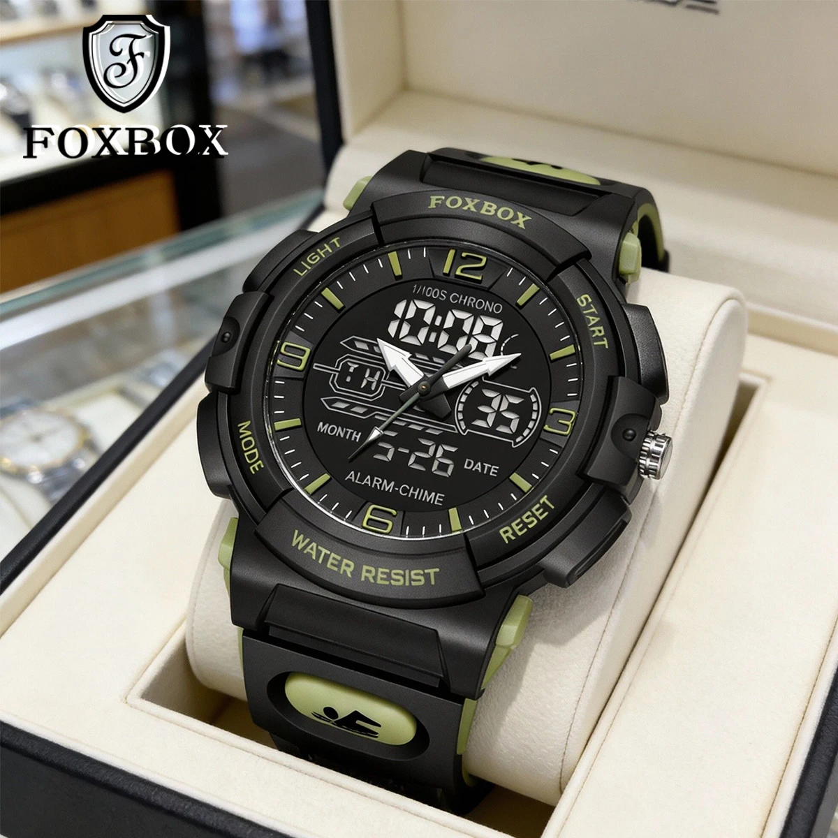FOXBOX Fashion Men Electronic Watches Waterproof Luminous Men Wristwatch Chronograph Date Quartz Leisure Man Watch Reloj Hombre