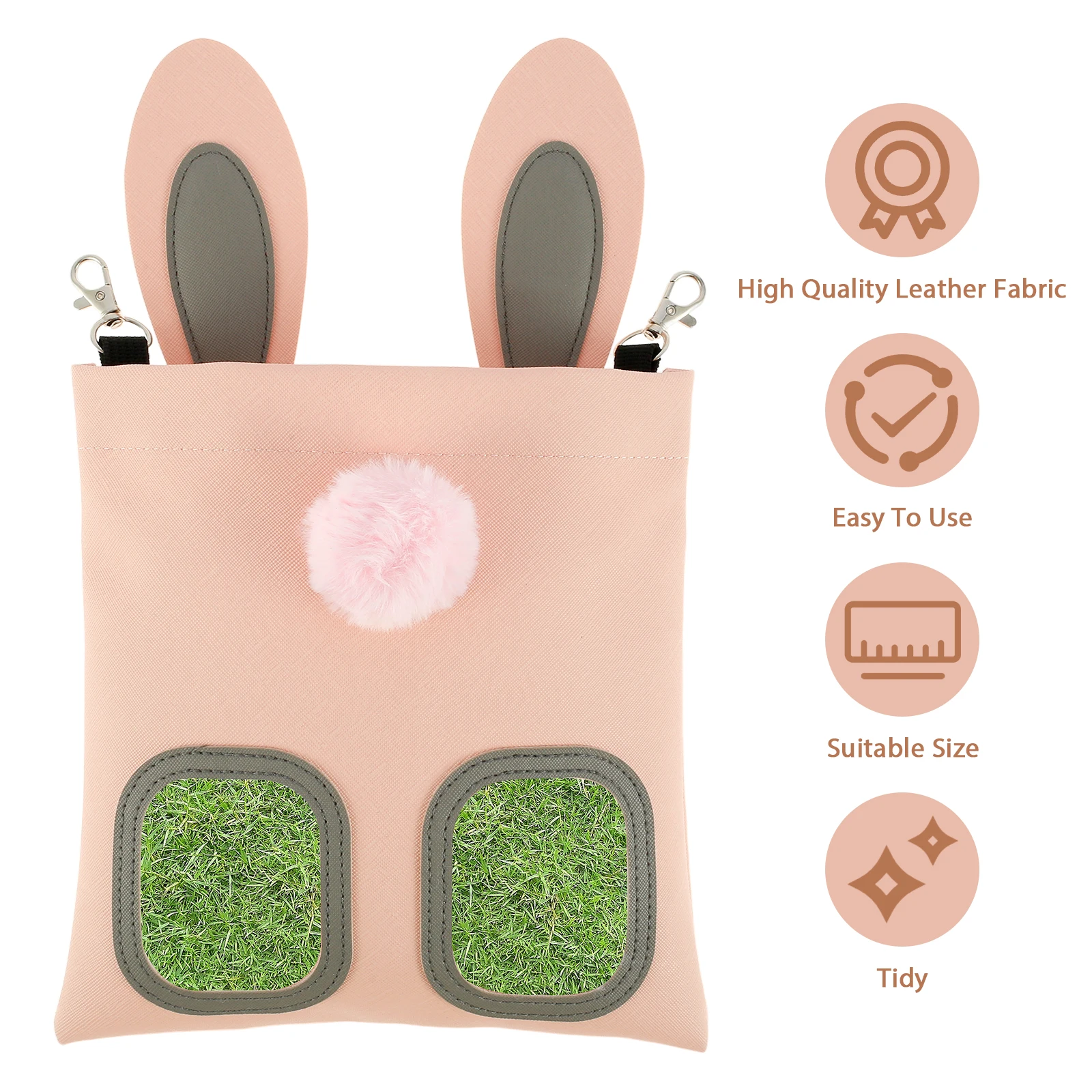 2Pcs Rabbit Hay Feeder Bag Hanging Bunny Feeding Bag Waterproof Artificial Leather Hay Feeder Storage Bag Reusable Large