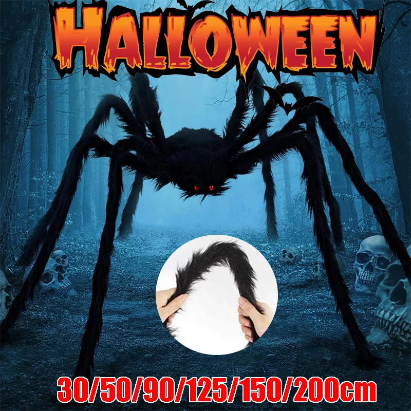 

Large Halloween Spider Fluffy Hairy Spider with LED Eyes Scary Outdoor Decoration for Porch Trees Fence Haunted Theme