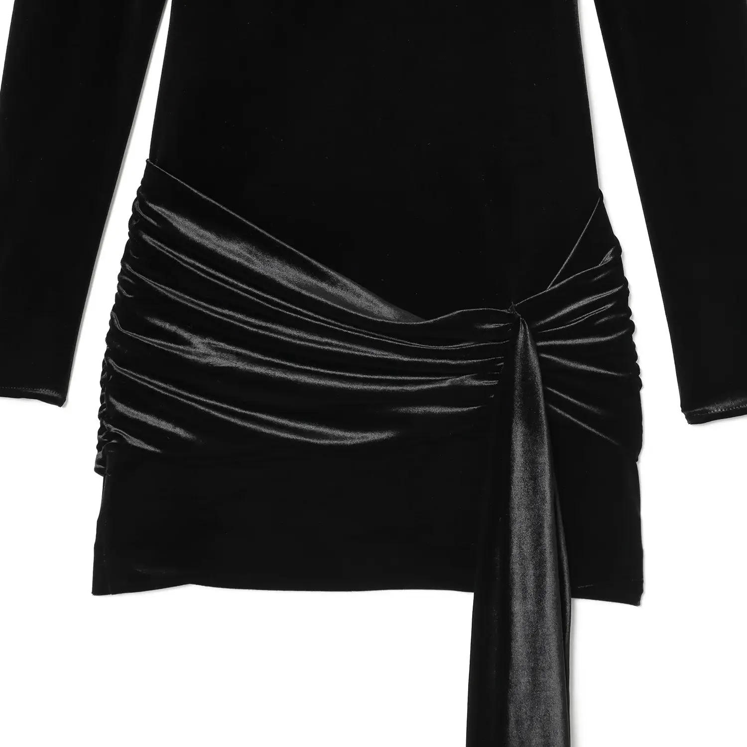 فستان نسائي موضة 2025 على الطراز الأوروبي والأمريكي للخريف بعقدة جديدة أنيق بنصف رقبة عالية تنورة قصيرة ضيقة من Vestidos Mujer