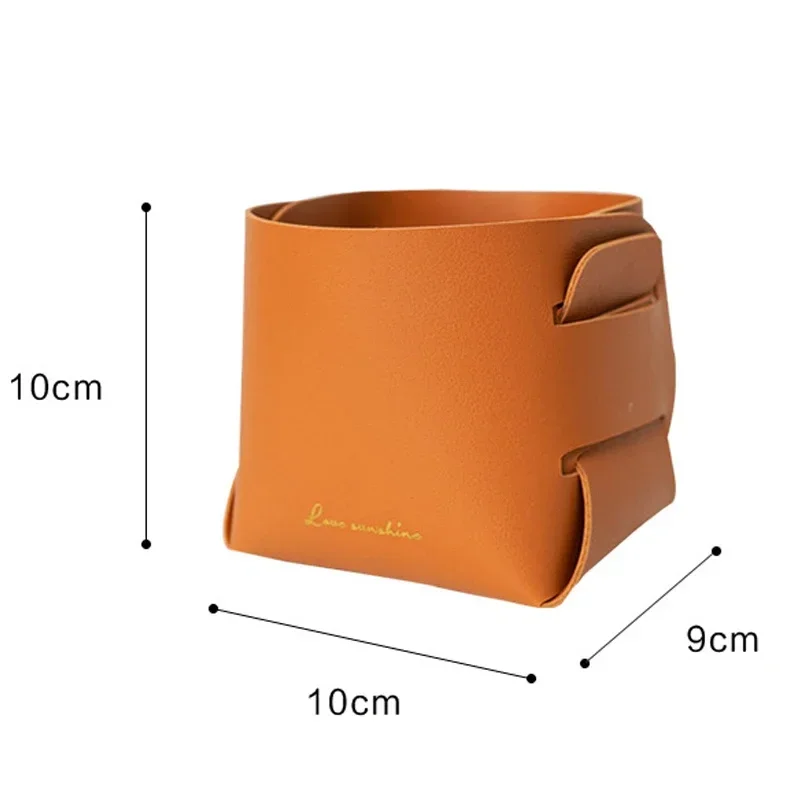 Folding Desktop Leather Storage Box Key Leather New PU Storage Tray Sundry Storage Basket Pen Holder Makeup Organizer Holder