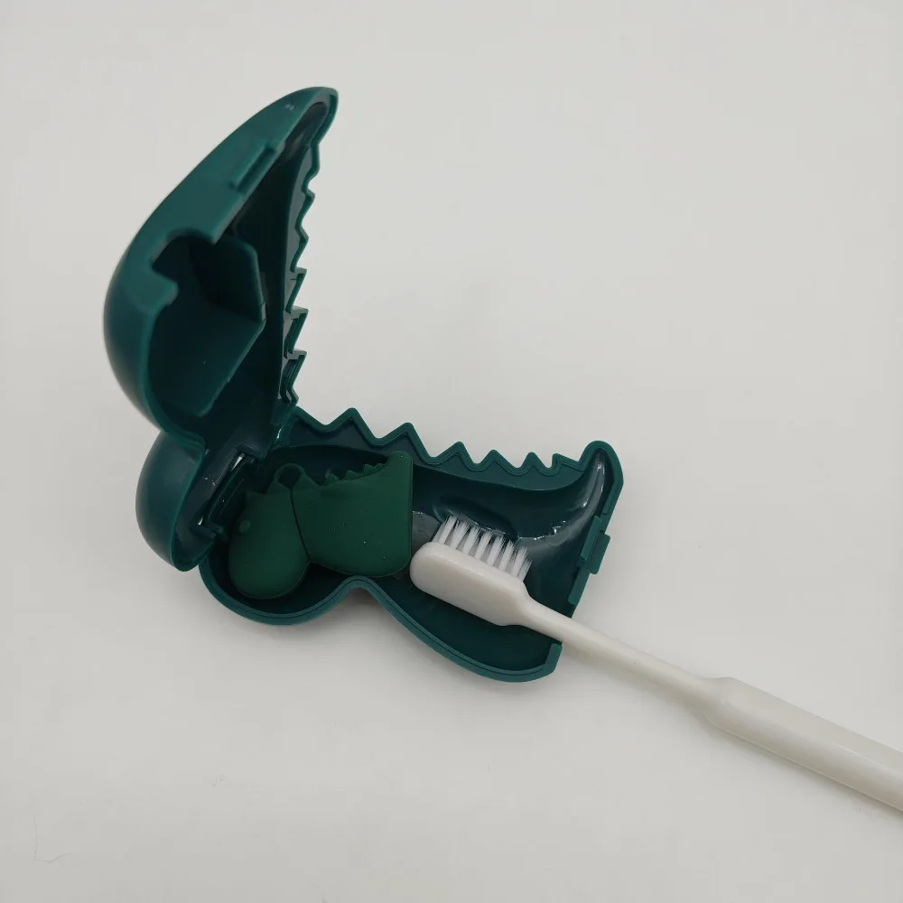 2in1 Toothbrush Head Protective Cover Dinosaur Shape with Mini Toothpaste Storage Box Toothbrush Dust Cap Cover Plastic Compact