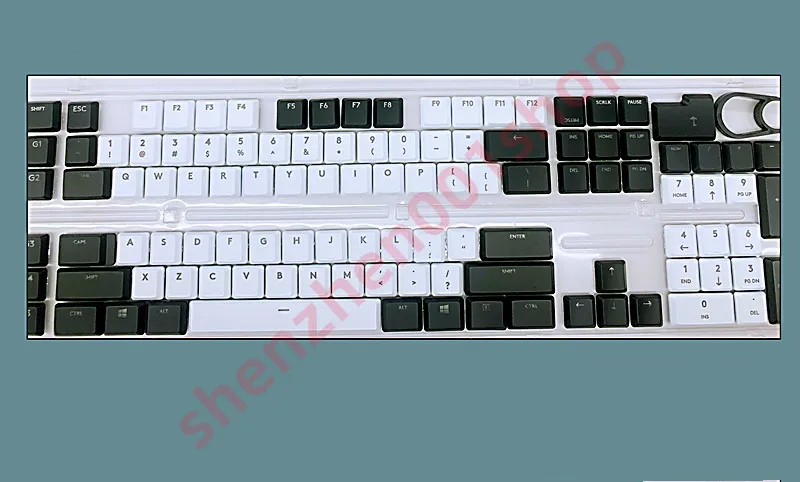 A full set 109pcs + 2pcs KeyCaps for Logitech G813 G913 G815 G915 US UK Version white and black color match each other