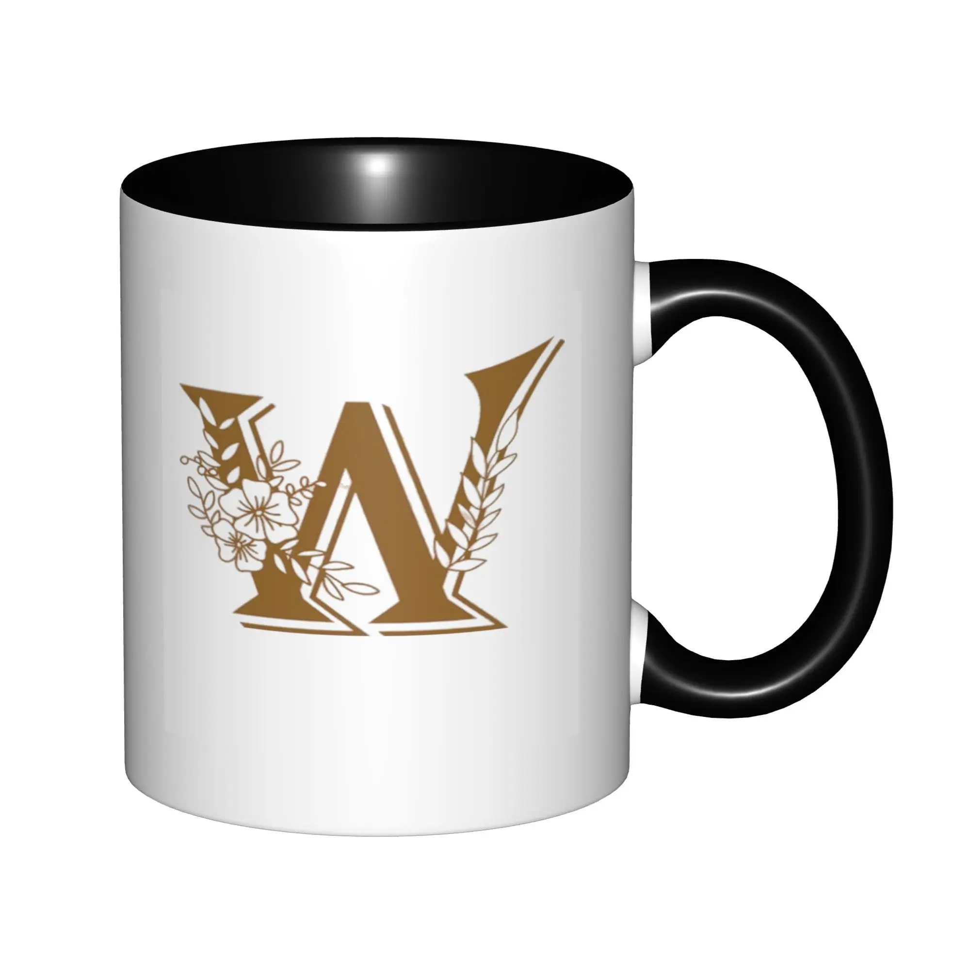 

Letter W Personalized Initial Mugs with Flower, Bridal Shower Gifts Mugs For Birthday Coffee Mugs Ceramic Tea Cups 11oz