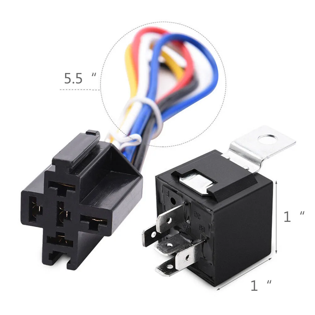 방수 자동차 릴레이, 4 5 핀, 12 V, 24 V 및 하네스 헤비 듀티 SPDT 자동차 릴레이, 블랙 레드 구리 터미널 자동 릴레이