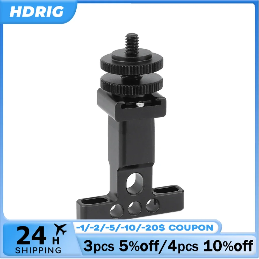 HDRIG Camera 1/4" & 3/8" Cold Shoe Mount With 1/4" Thread Holes Support Holder Lock Nuts For Camera Cage