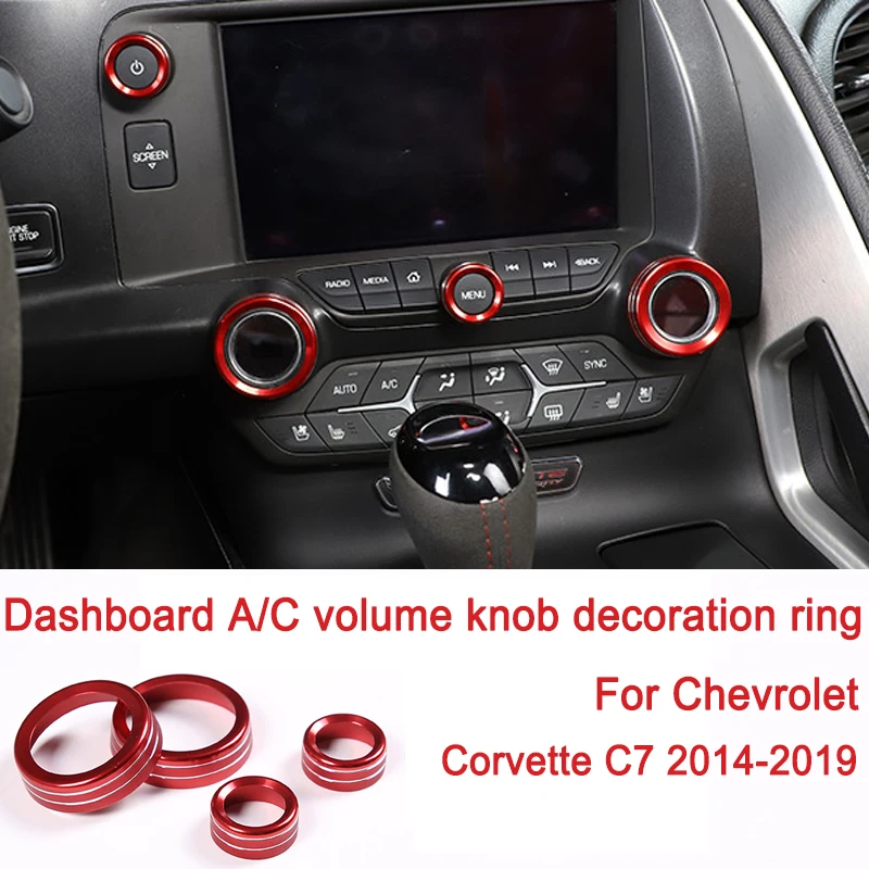 Perillas de ajuste de volumen A/C para tablero, cubierta embellecedora de anillo decorativo para Chevrolet Corvette C7 2014-2019, accesorios interiores de coche, 4 Uds.