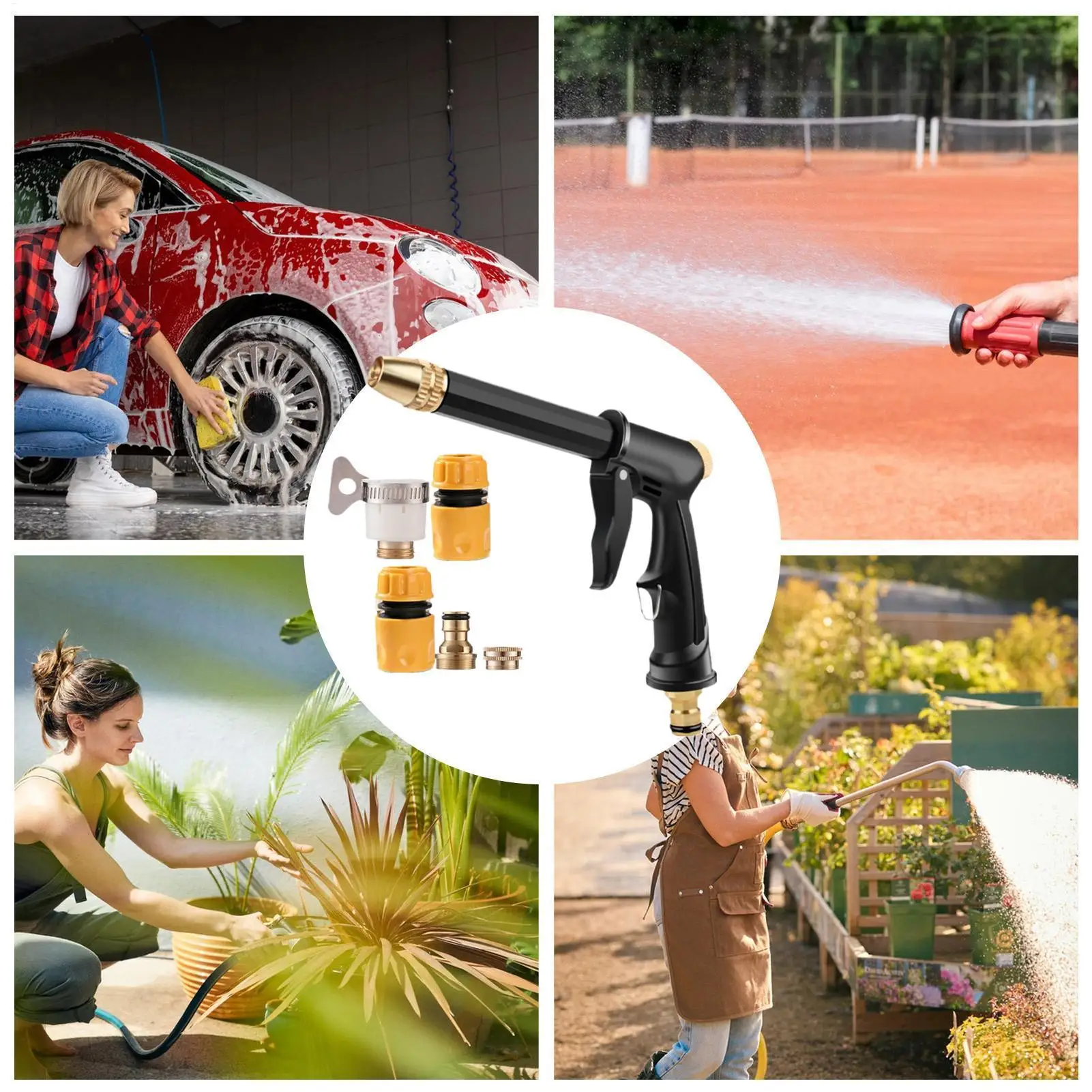 Portable Car Washer Powerful Portable Cleaning Tool With 5 Adapters Car Power Washer For Home Users Business Users Patios Roads