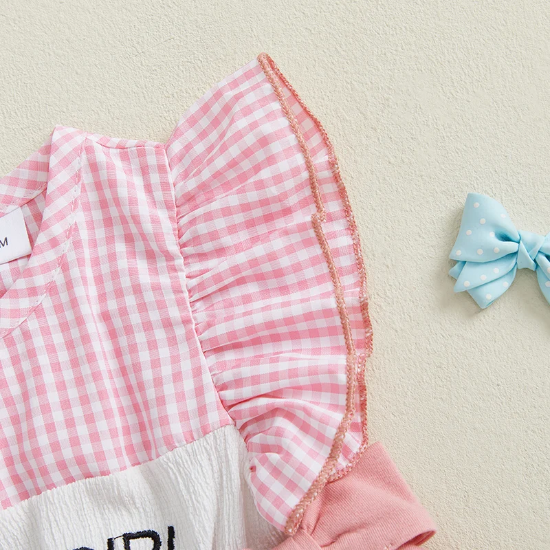 

Adorable Baby Girls Rompers with Cute Letter Embroidery and Stylish Plaid Design Perfect for Your Little Princess Wardrobe