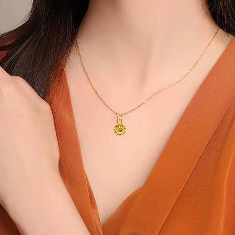 

Подвеска LABB из чистого золота 999 в виде подсолнуха, жесткая Подвеска из 3D золота, Женская бутиковая бижутерия, подарок D0114