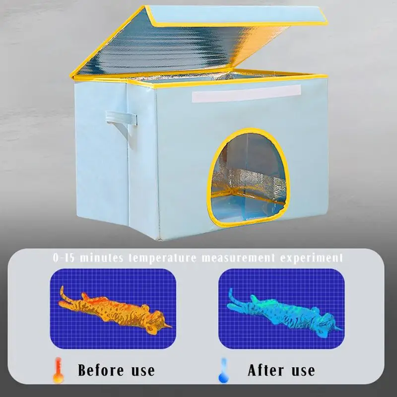 Foldable Cooling House For Cats Air Conditioning Cat Cooling Tool Nest Dog Ice House with 6 Ice Packs for Outdoor Indoor