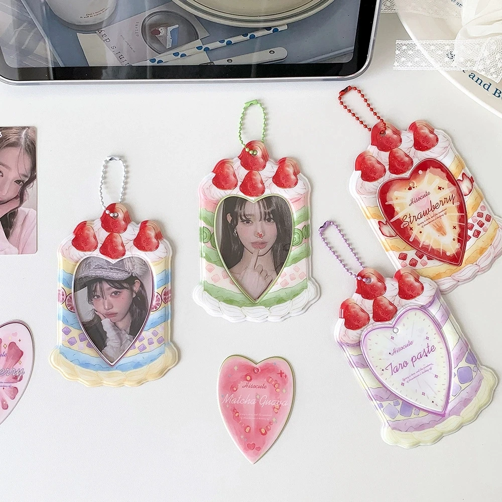Cartoon Strawberry Photocard Holder Keychain Muticolors Photo Card Holders 2.4x3.3 Inch ID Badge Holder Bus Credit Card Holder