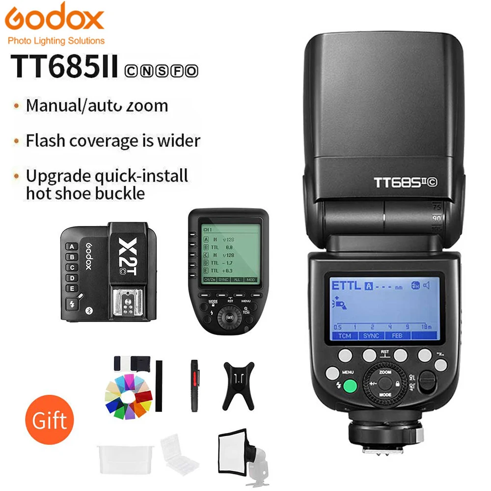 Godox TT685II TT685IIC TT685IIN TT685IIS TT685IIF TT685O TTL HSS Camera Flash Speedlite for Canon Nikon Sony Fuji Olympus Camera