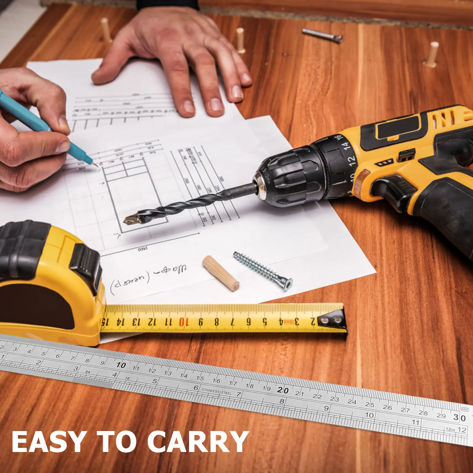 3 قطعة مسطرة قياس من الفولاذ المقاوم للصدأ 30 سنتيمتر حافة مستقيمة مزدوجة الجوانب لرسم مكتب الطلاب الهندسة النجارة