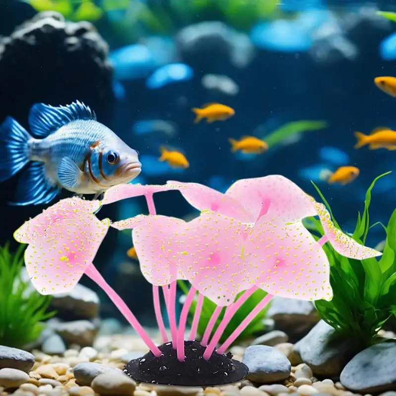 Simulação de coral luminosa planta artificial decoração do aquário silicone ervas daninhas subaquáticas grama aquário decoração do tanque de peixes ornamento