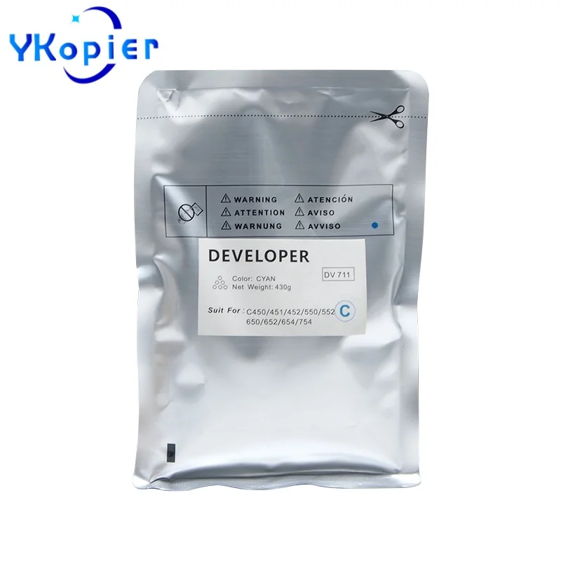 DV711 500G K Bubuk Pengembang untuk Konica Minolta Bizhub C450 C451 C452 C550 C552 C650 C652 C654 C754 430G Pengembang CMY