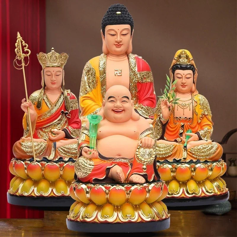Handmade Resin Guanyin Buddha Temple, Household Ornaments, Nanhai Guanyin God, 30cm 4PCS