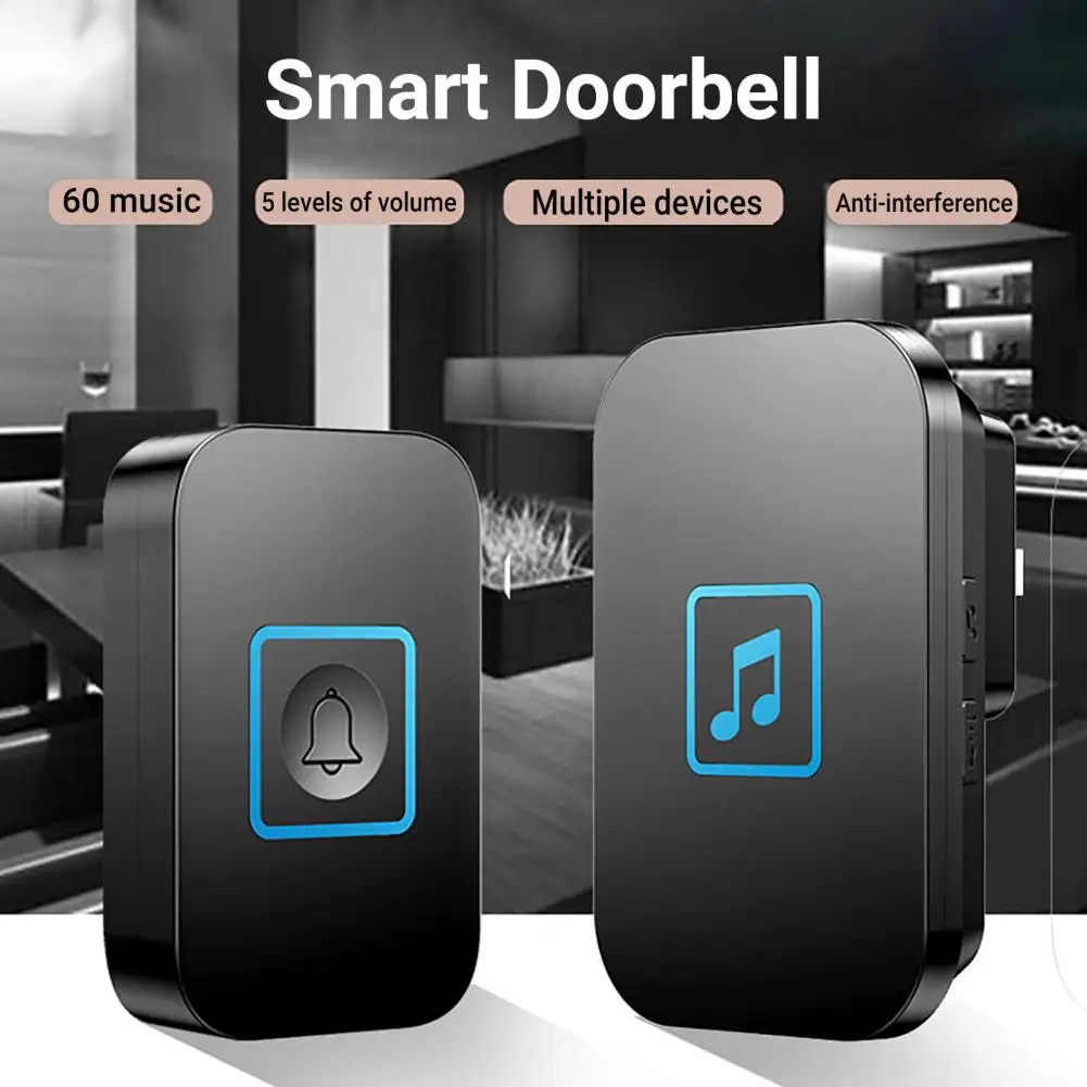 1 Set Smart Doorbell Adjustable Strong Penetrating Power Plastic Wireless Alarm Welcome House Melodies sonnette sans fil 초인종