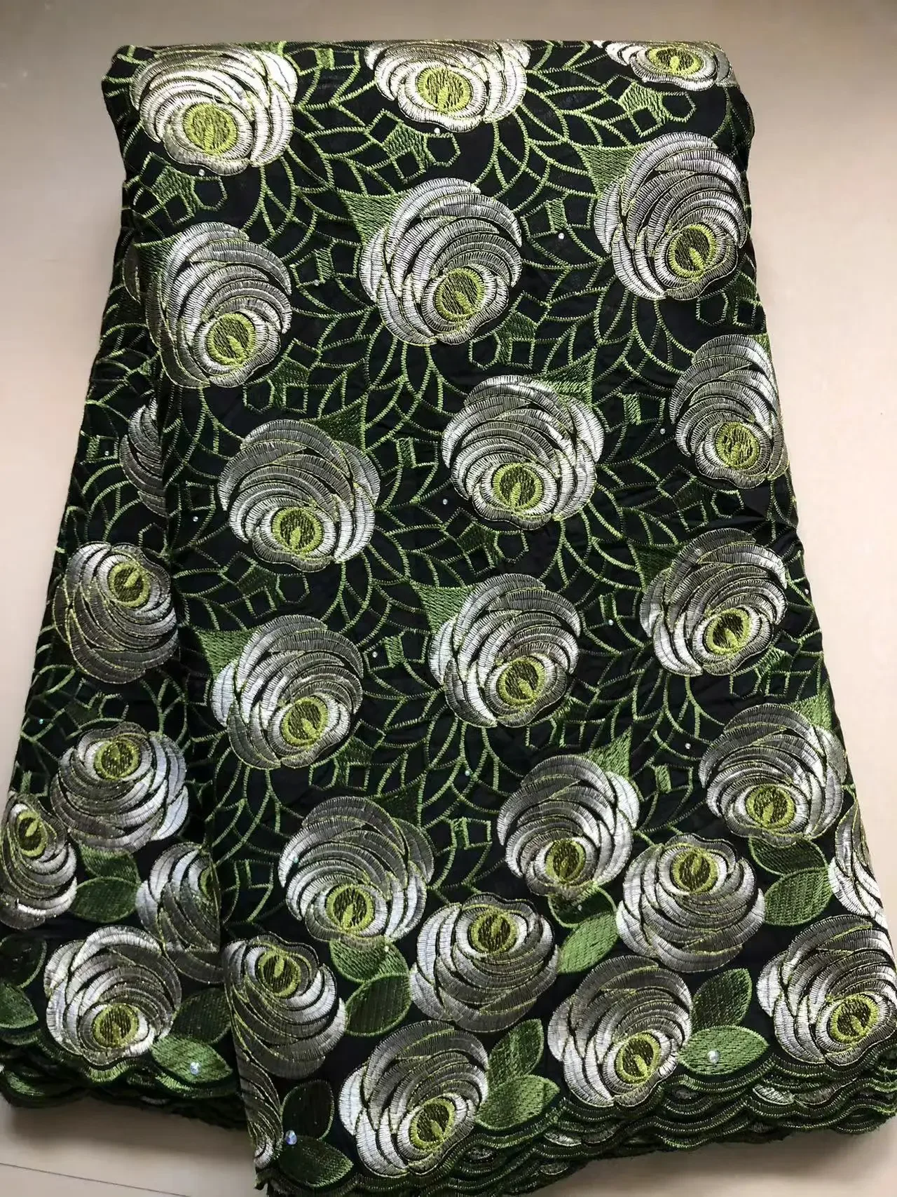 

Swiss 100% Cotton Luxury Lace High Quality Fabrics 2025 Latest African Cotton Lace With Stones For Sewing Evening Party Dress