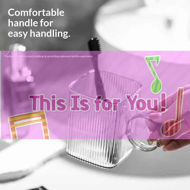 Nordic Translucent Mouthwash Cup With Handle Durable Anti-Drop Bathroom Toothbrush Holder Plastic Rinsing Cup For Toiletries