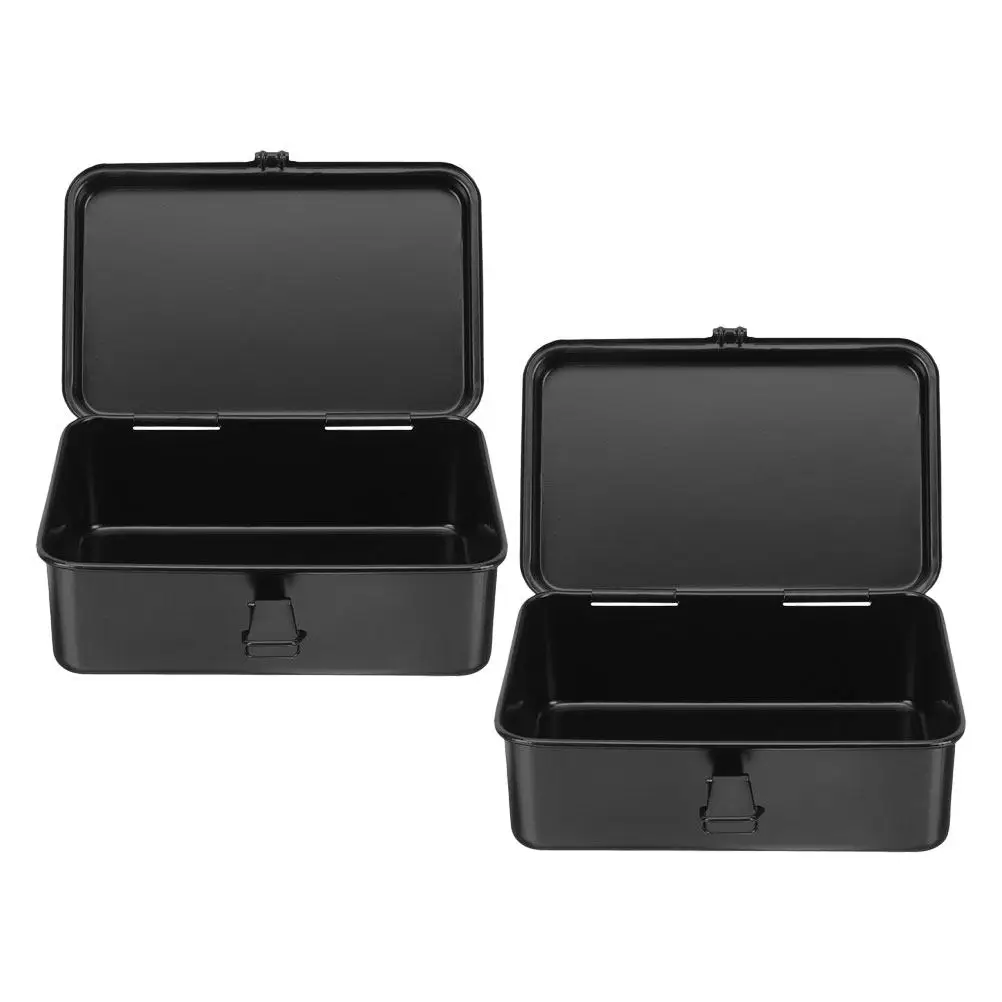 2Pcs Reinforced Iron Tool Box Spacious Portable Small Metal Toolbox for Car Maintenance Home Repairs Workshop Tool Organization