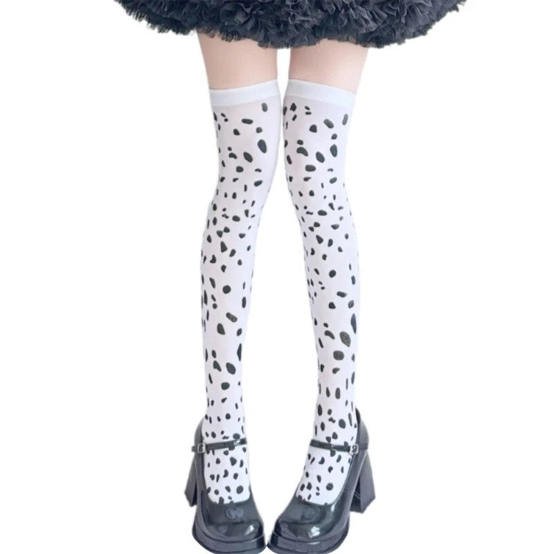 

Fashionable Dot Pattern Over The Knee Socks Soft Breathable Fabric Summer Stretch Ladies Knee Length Stockings