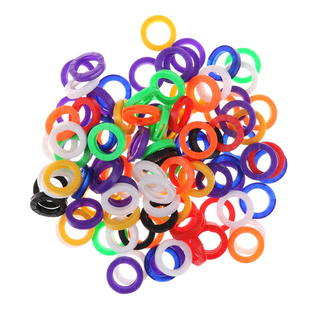 10pcs Key Top Cover Head/Caps/Tags/Label ID Markers Mixed Toppers Silicone Coding Colorful Key Identifier Cover Keyring Rings