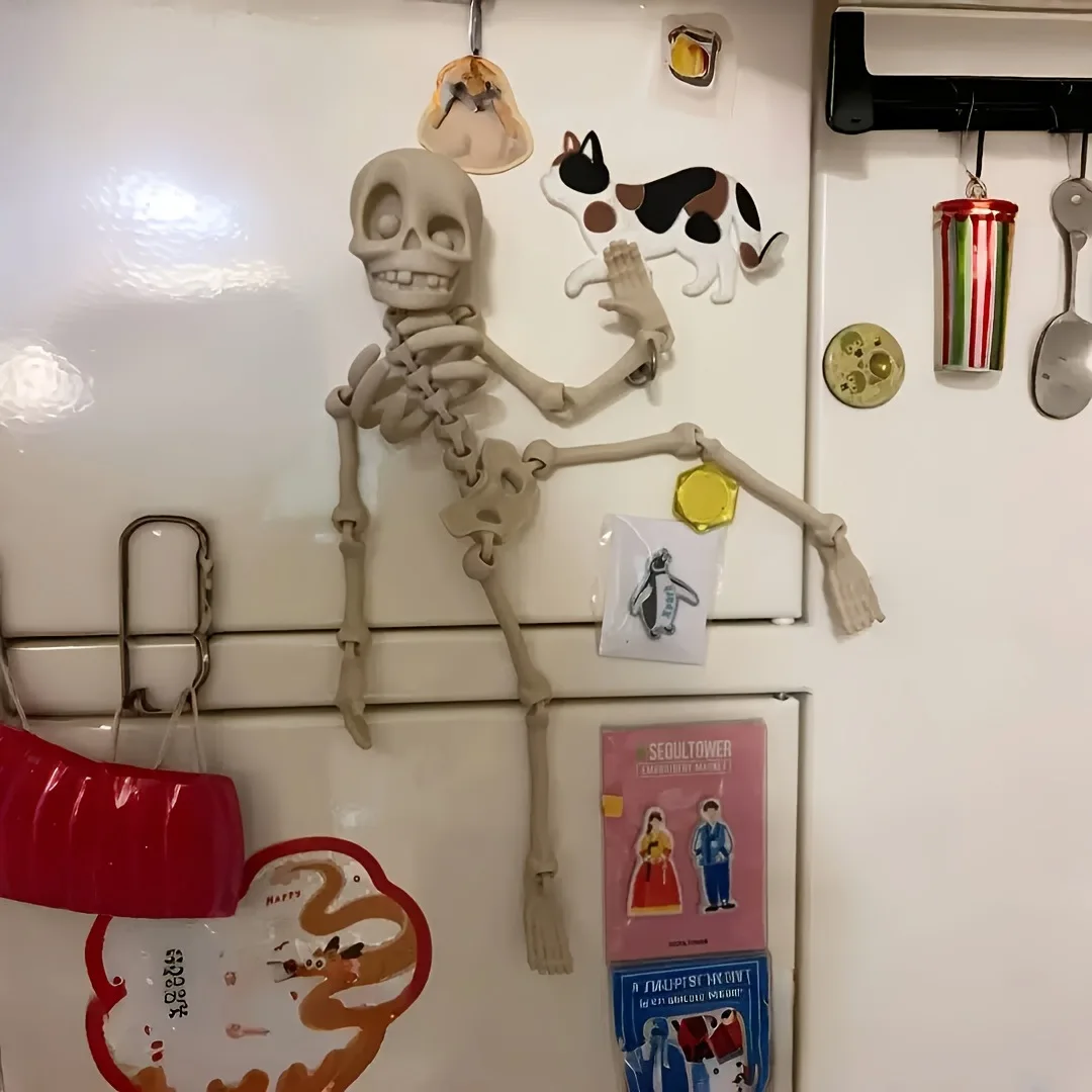 Magnete magnetico per frigorifero con teschio posizionabile da 1 pezzo, divertente regalo di Halloween, decorazione per cucina e sala da pranzo, ornamento, accessorio per la casa