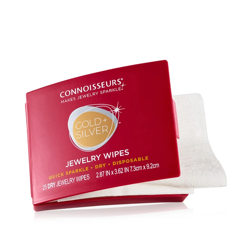 Connoisseurs Compact Jewelry Wipes Portable Non-toxic 25 Dry Disposable Gold Silver Platinum Watch Anti-tarnish Cleaning Wipes