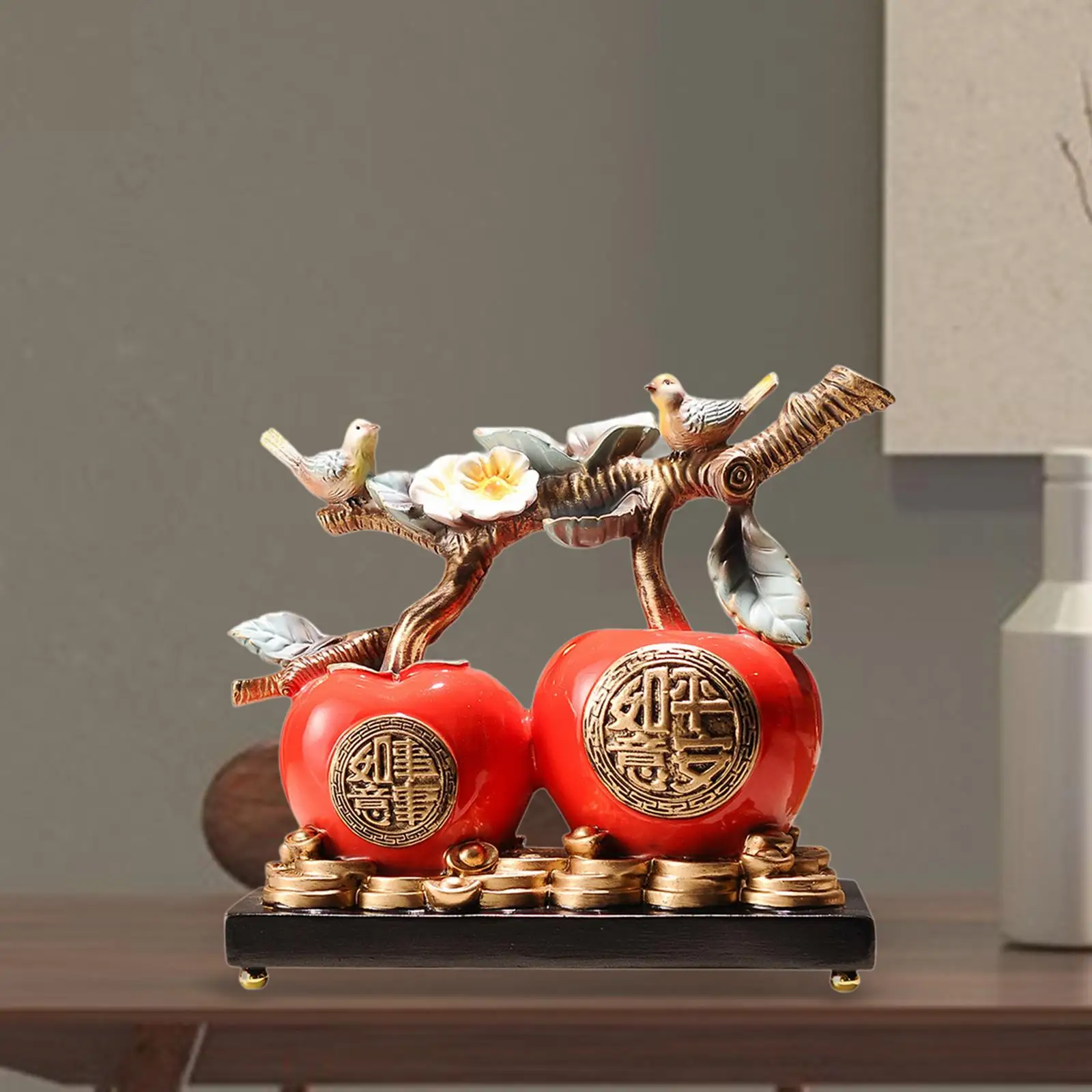 Persimmon Statue Tabletop Ornament Resin Figurine Traditional Gift Decorative