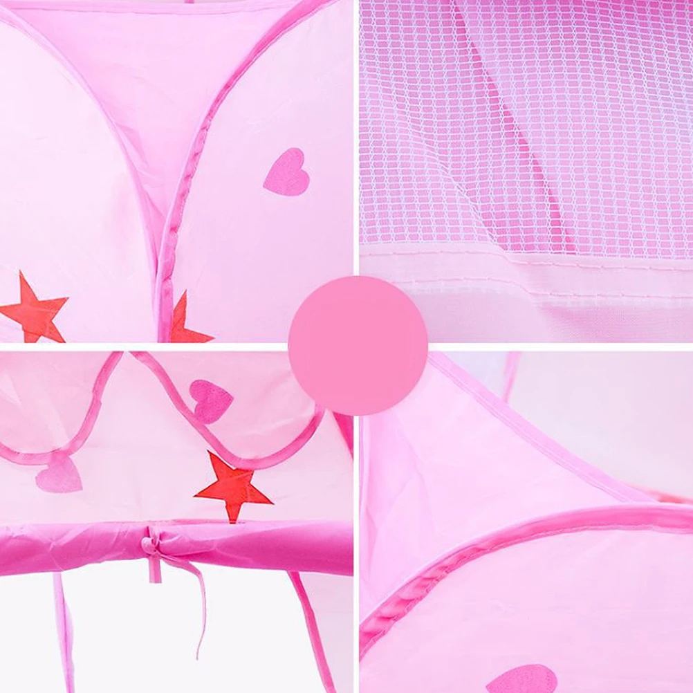 Tente de jeu pour enfants, maison de piscine à balles pour enfants, maison de jeu hexagonale, château de bébé de dessin animé d'intérieur rose