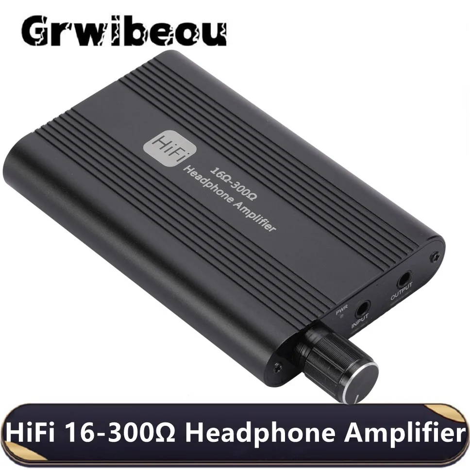 Amplificador de Auscultadores Grwibeou-HiFi, Saída de Áudio Estéreo, Switch Alimentado com Boost de 2 Níveis, 3,5mm, 16-300 Ω