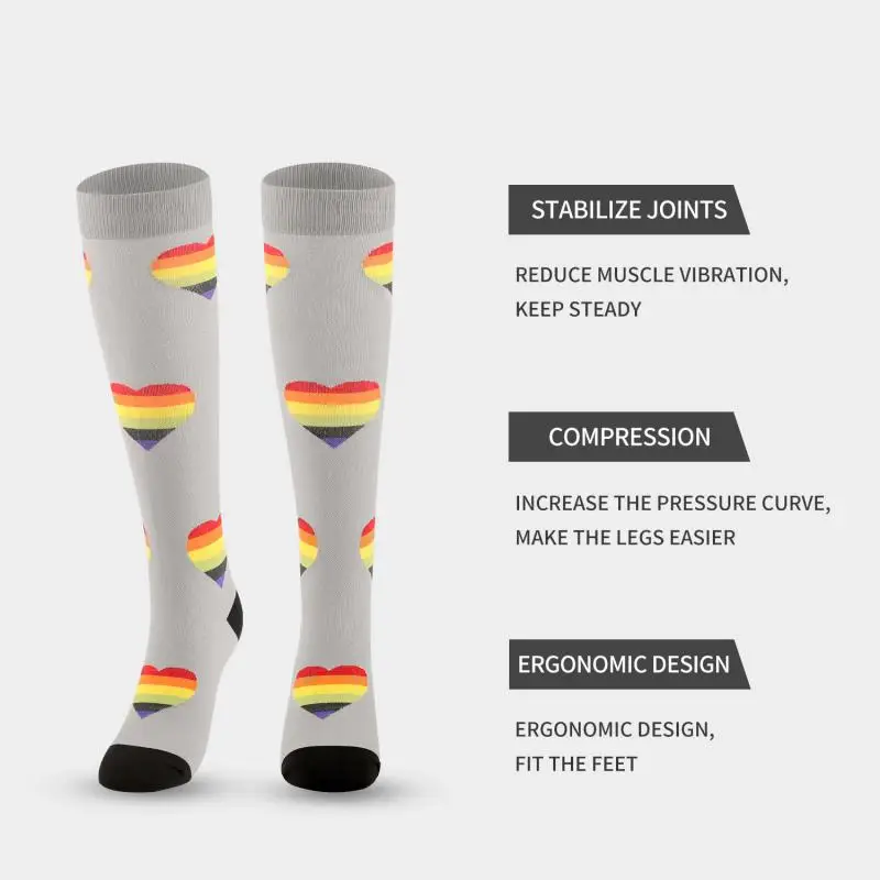 5pair  Love Compressionsocks Socks Women Men Outdoor Cycling Fitness Stockings Factory Outlet Nylon Fashion Running Varicose