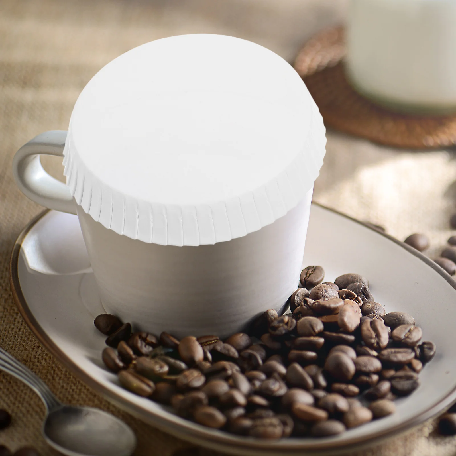 

100pcs Disposable Paper Cup Lids 75mm White Unprinted Stackable Covers For Hotel KTV Bar Restaurant Hot Cold Beverages