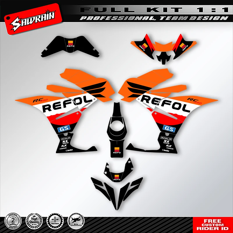 

Sawrain Motorcycle Graphics Backgrounds Decals Stickers Kit Number Name Custom For KTM RC250 390 2017 2018 2018 2020 006