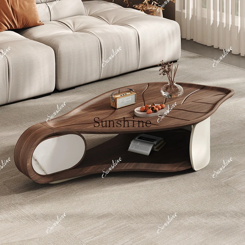 Medieval minimalist walnut living room modern special-shaped coffee table FT