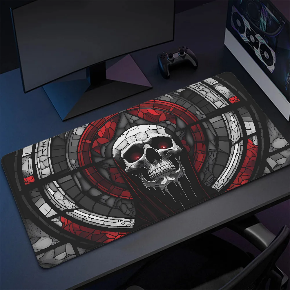 Mause Pad STAINED GLASS SKULL OF THE FALLEN SAINT Gaming Setup Accessories Pc Gamer Mouse Mats Computer Mat Desktops Mousepad