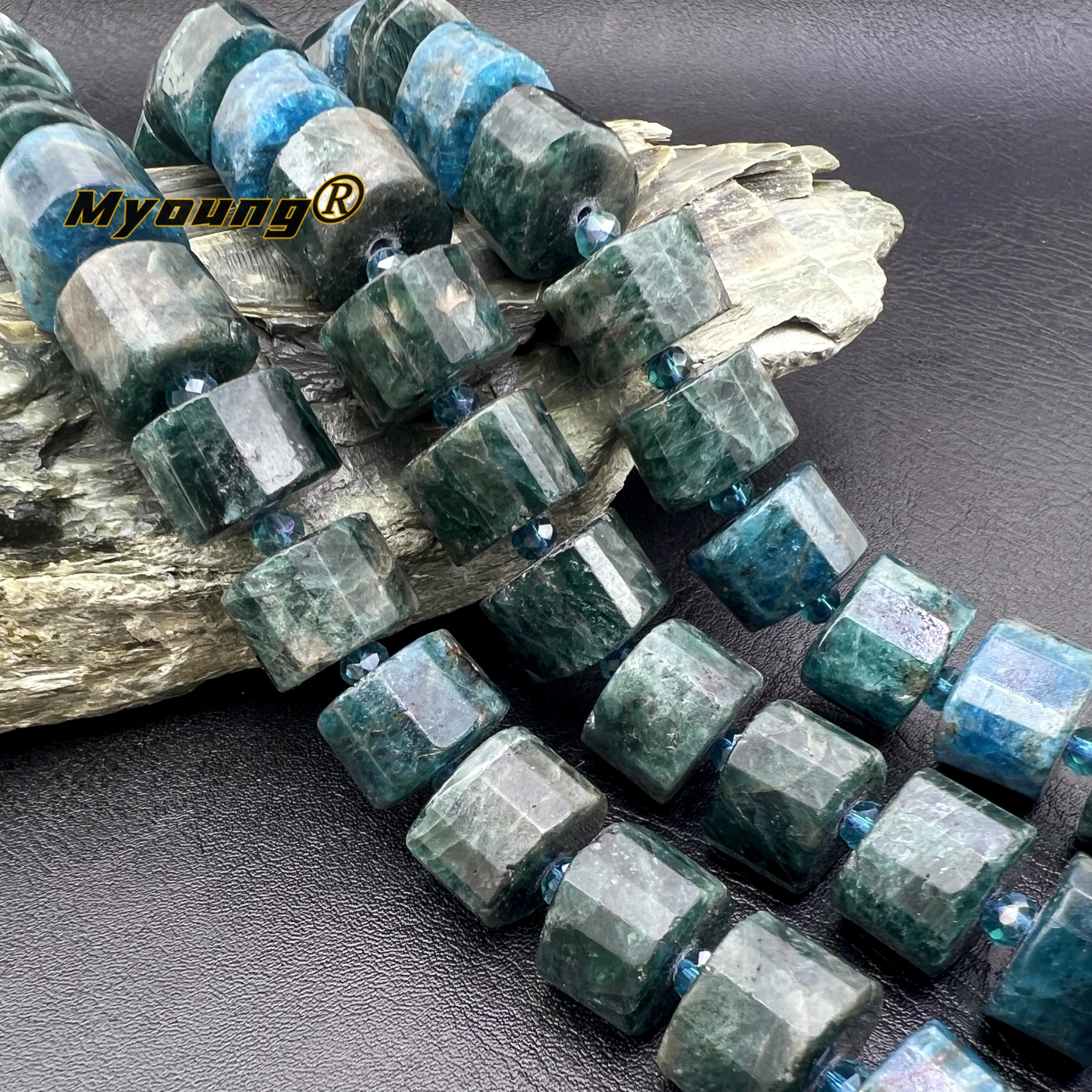 Triangle Shape Natural Stone Blue Apatite Nugget Space Beads For DIY Jewelry Making MY240326