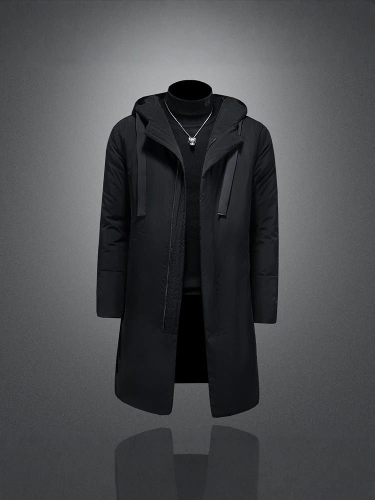 

Men's Hooded down Jaet 2025 Winter Faion Thi Warm Casual White Du down Coat Medium Length Outdoor Urban Sle