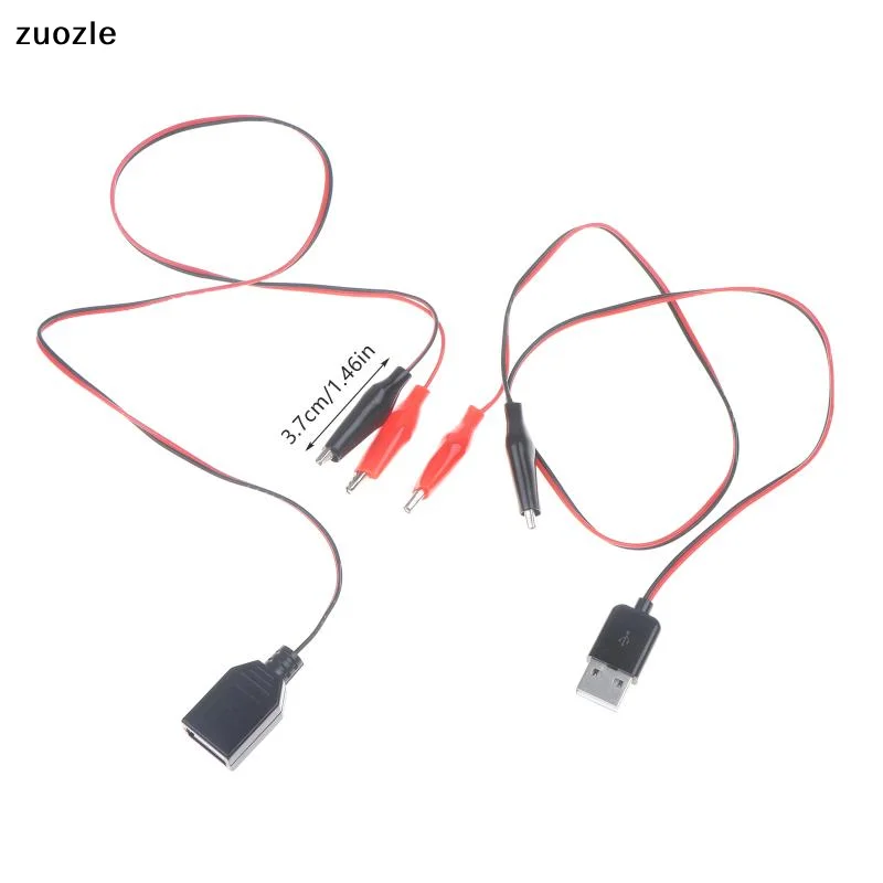 55CM Alligator Test Clips Power Cable Clamp USB Male to Female Socket Connector Power Supply Adapter with Test Leads