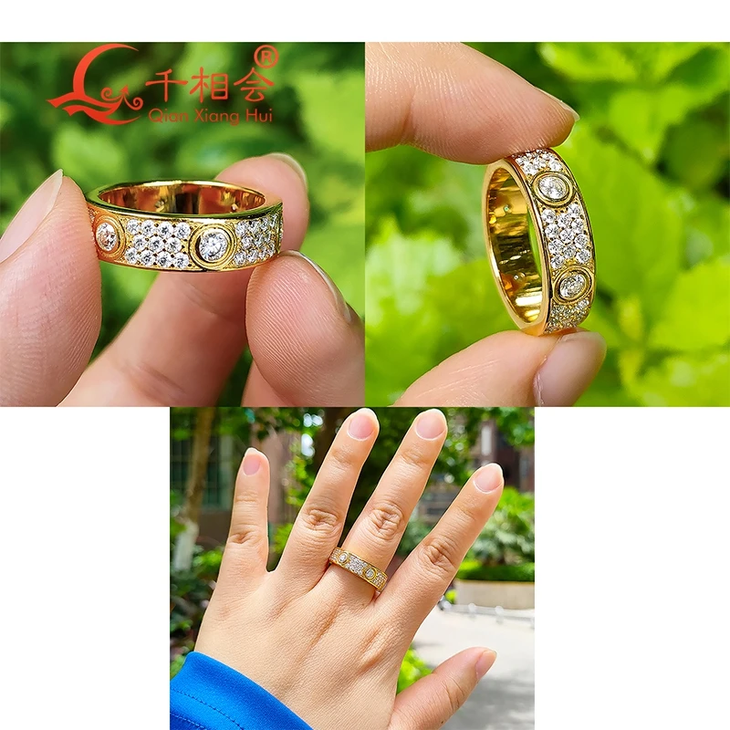 Imagem -04 - Clássico Love Eternity Ring para Homens e Mulheres Prata 925 Amarelo Ouro Rosa Sólido Fileiras Moissanite Casamento Noivado Senhoras Homens