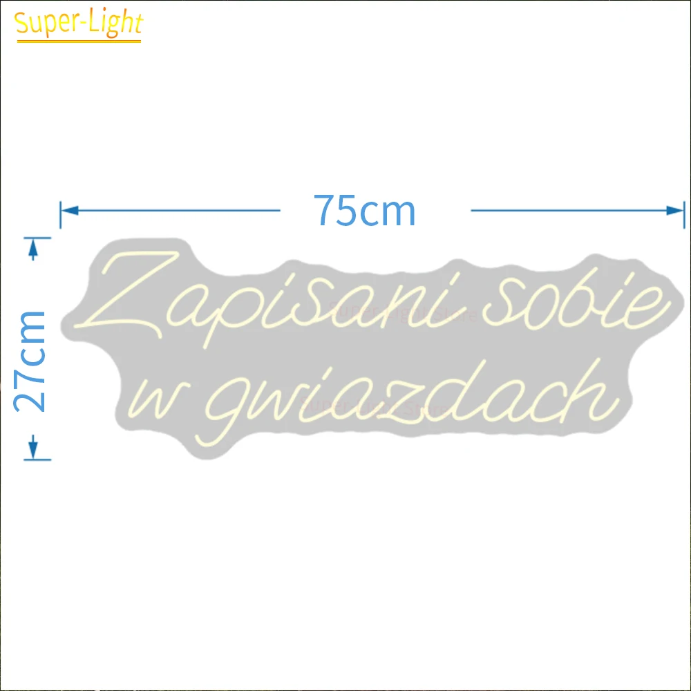 Imagem -02 - Sinal de Néon Led para Decoração do Quarto Zapisani w Gwiazda Luz Personalizada Presentes de Casamento 75x25cm