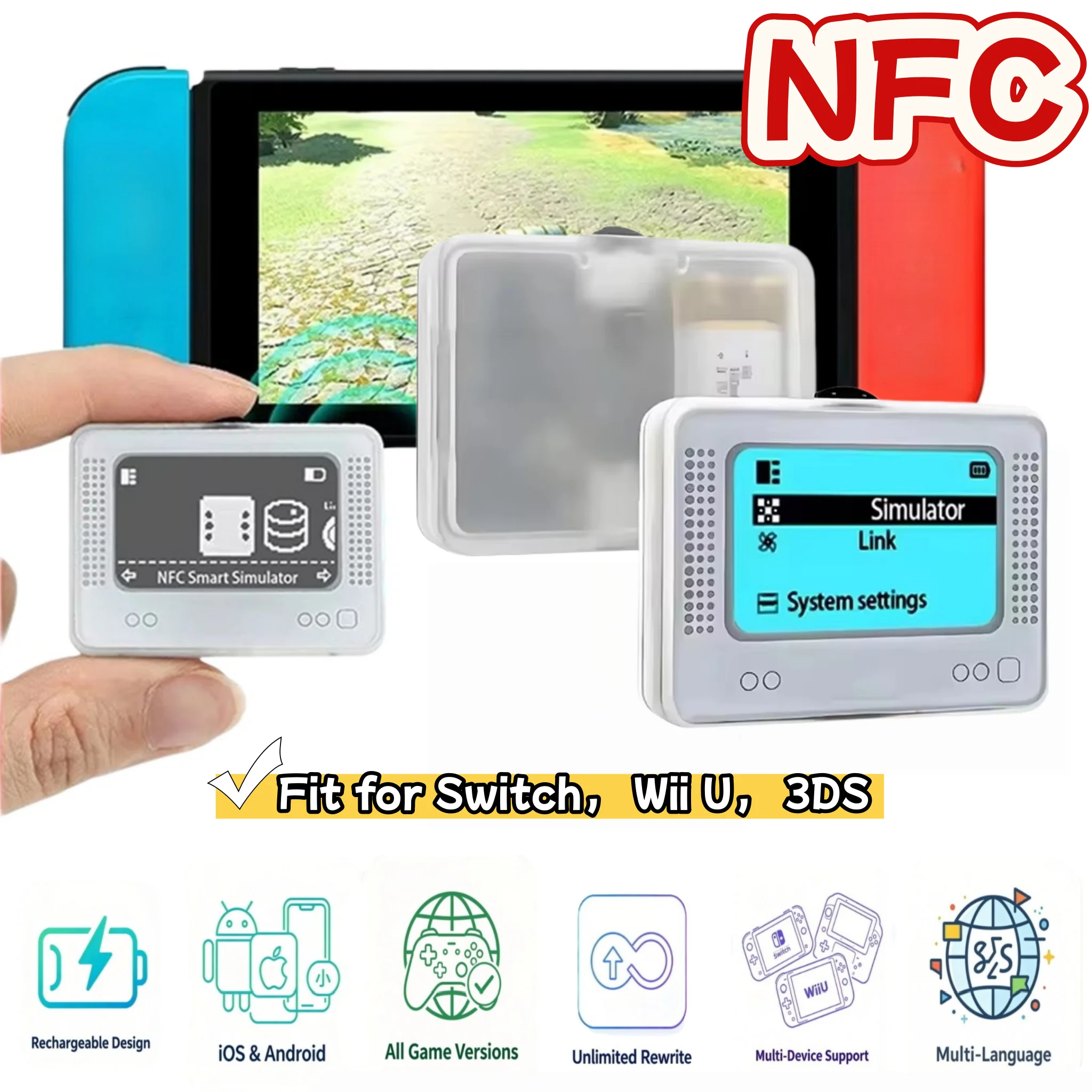 For Allmiibo Chargeable Intelligent Simulator Emulator Bluetooth-Compatible Universal Writer for Switch/Wiiu Gaming Accessories