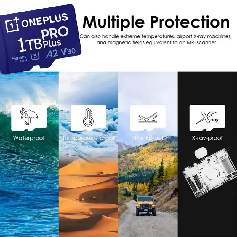 OnePlus 2TB High-Speed V30 A2 4K SD Card 512GB 256GB Memory Card 1TB Micro TF SD Adapter for Smartphone/Tablet/PC Cross-Use