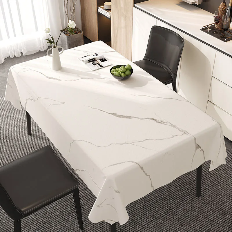 Nordic Pvc Marble Printed Tablecloth Modern Simple Waterproof Table Cover for Living Room Comfort Easy-Care Housing Decoration