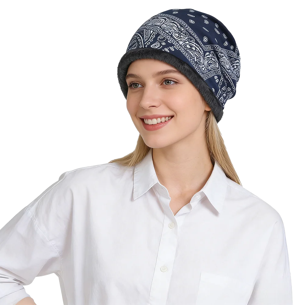 Classic Paisley Pattern Thermal Hat - Fleece Warm, Stylish a