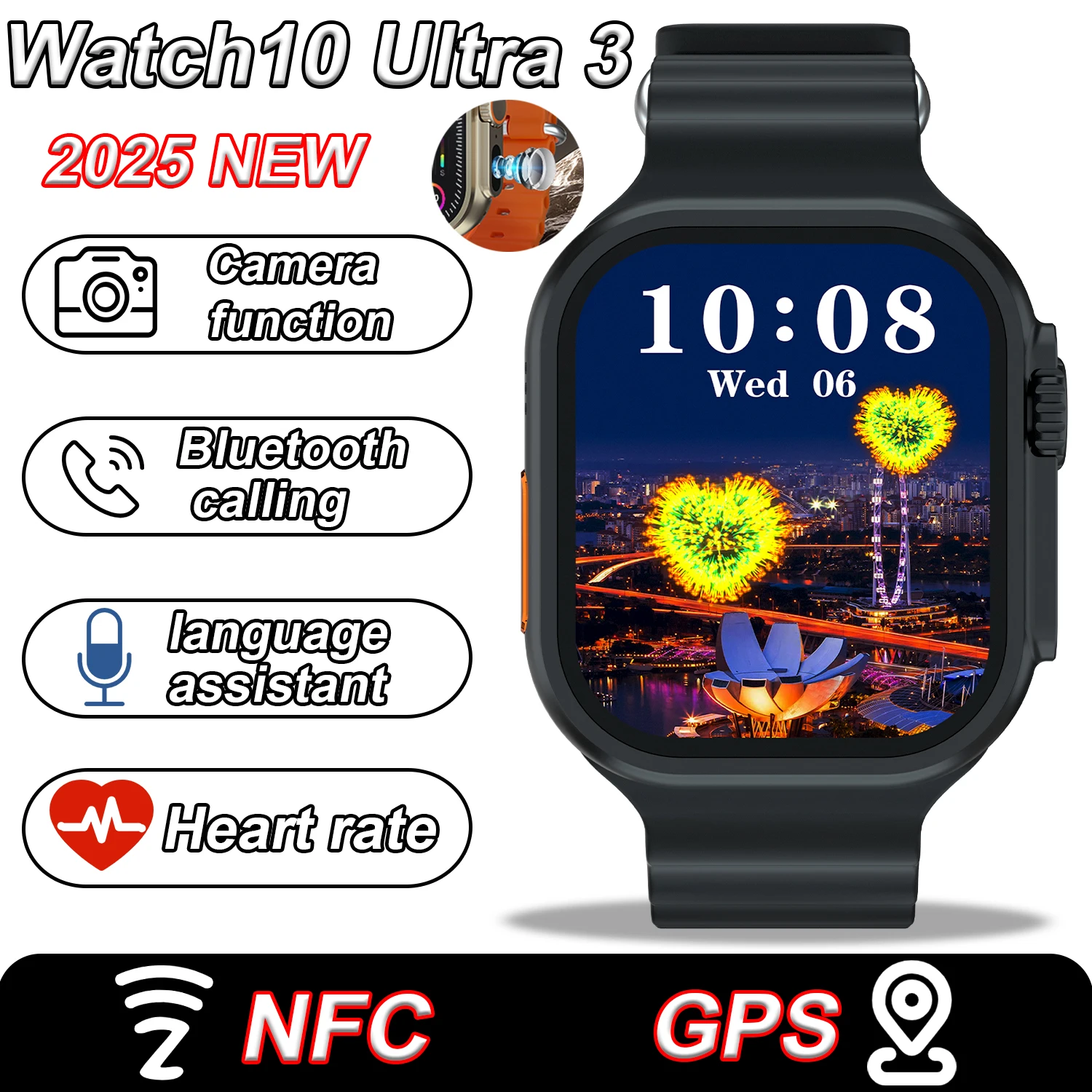 

Новые умные часы для мужчин Huawei, AMOLED HD-экран, Bluetooth-вызов, GPS, NFC, пульсометр, водонепроницаемая функция камеры, умные часы 2025