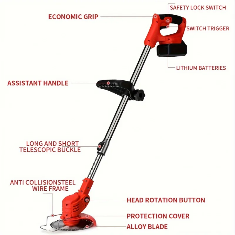 3-in-1 Rechargeable Dejiang Wireless Weeding Tool, Battery Powered, with Battery and Charger, Suitable for Lawn