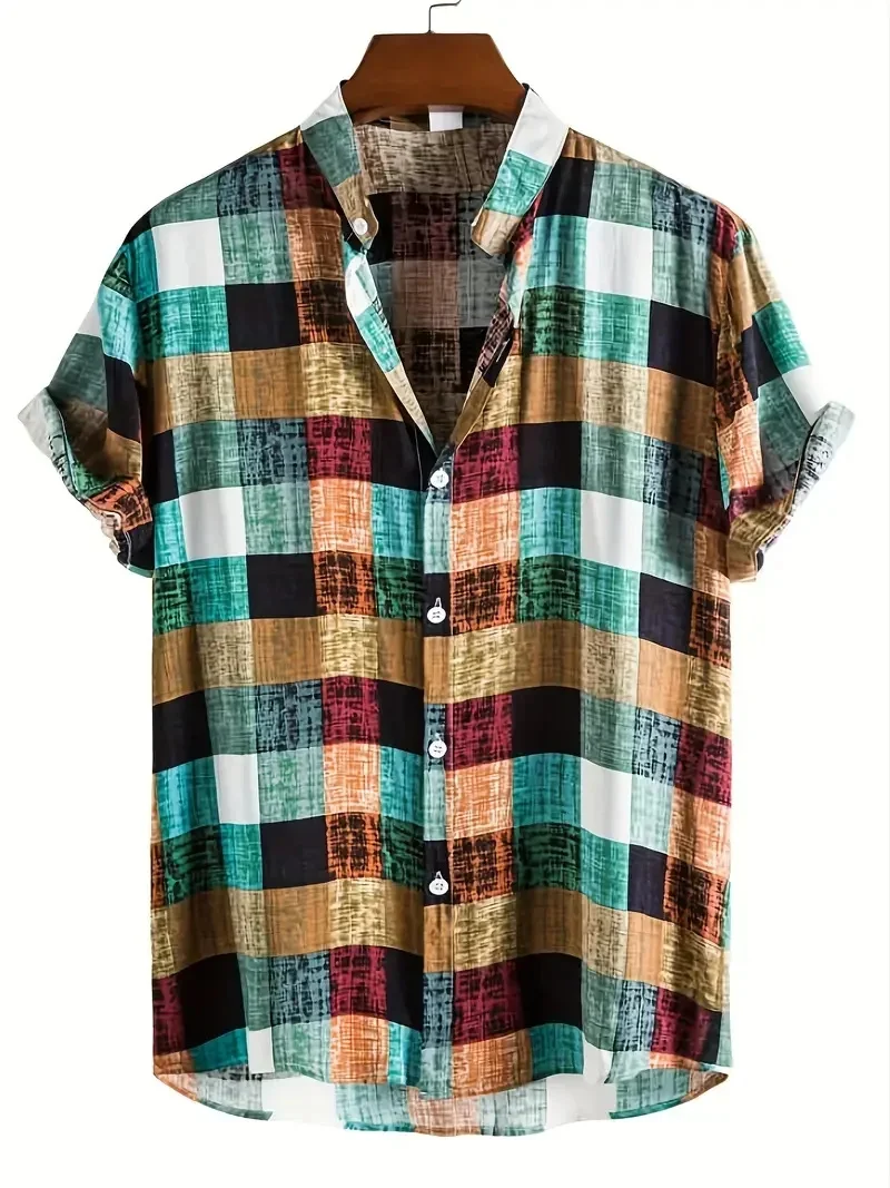 Camisa plana de solapa para hombre, estilo de moda, adecuada para ropa de playa informal de verano