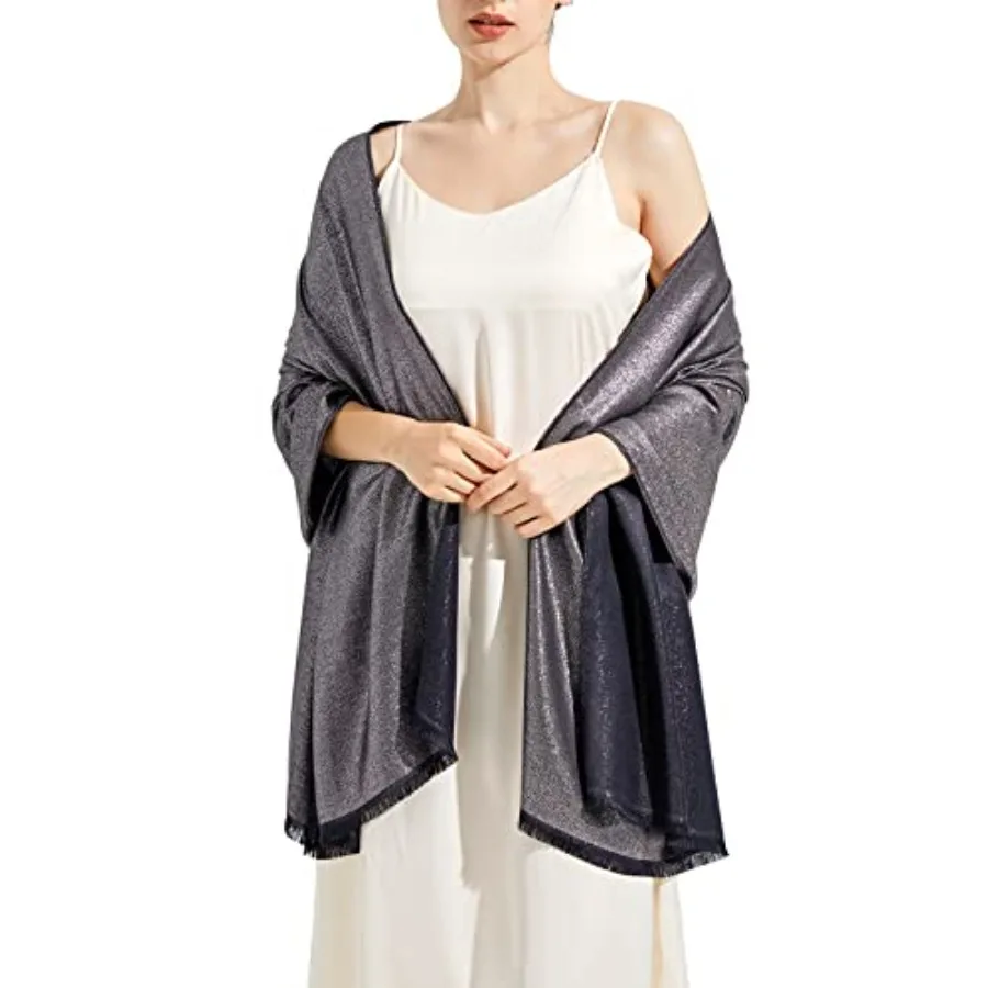 

Sparkling Metallic Pashmina Shawl Wraps Scarf for Evening Party Bridal Wedding Formal Dresses